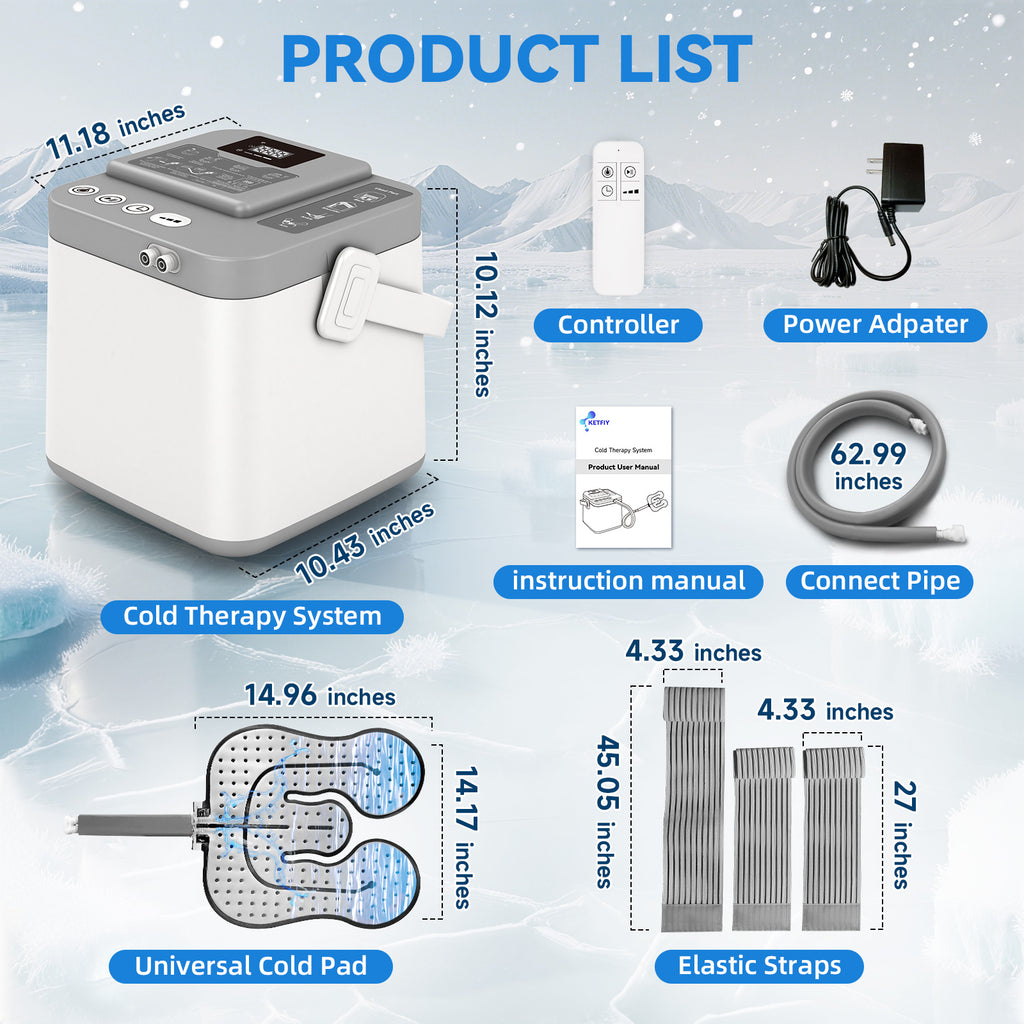 KETFIY Cold Therapy Machine,Programmable Timer Knee Ice Machine with Silent Pump,Knee Replacement System for Cryotherapy Pain Sports Injuries,Ice Therapy Ankle/Leg/Shoulder/Back/Hip